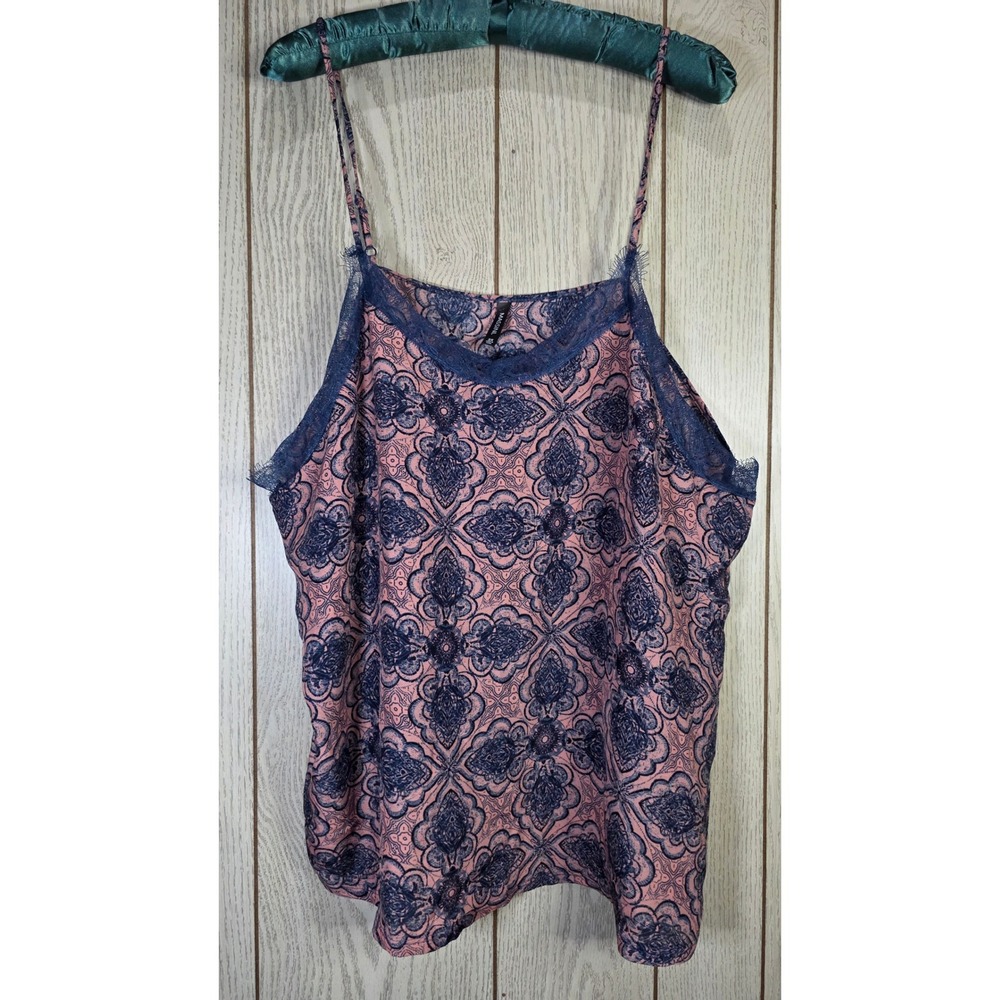 Massini Womens 2X Cami Top Lot 2 Lace Trim Blue White Pink 2-Pack